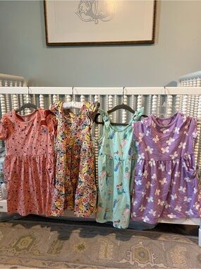 Kids Flutter Sleeve Dress - Pink, Floral, Mint, Purple bundle